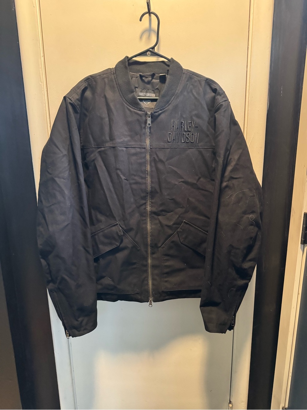 Harley-Davidson Black Canvas Bomber Jacket